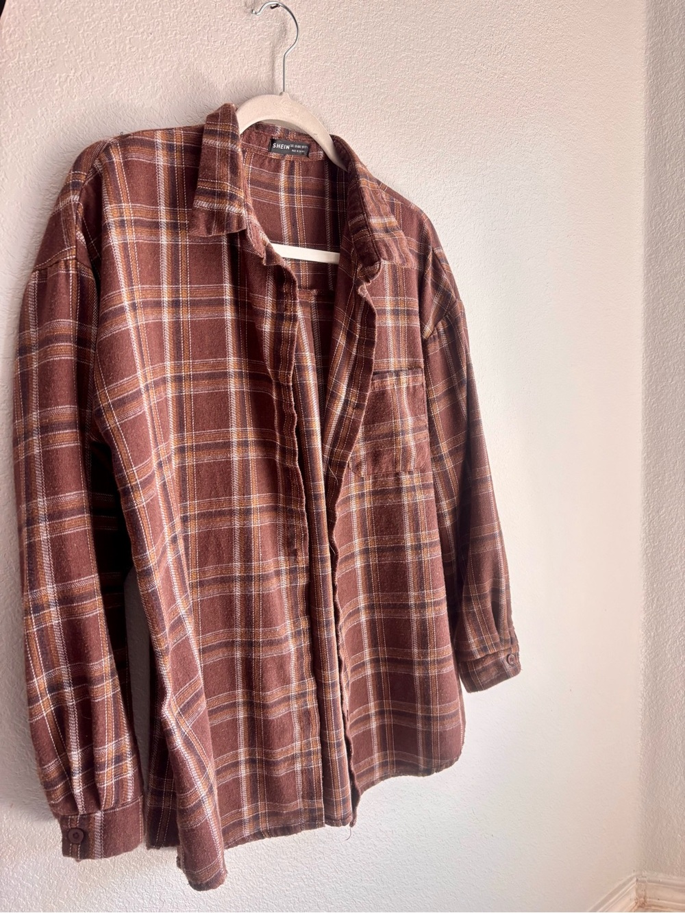 Brown Plaid Flannel with Cream Stripes